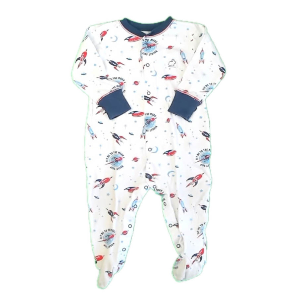 Baby Cottons Boys White | Navy | Red Rockets Long Sleeve Outfit size: 9 Months